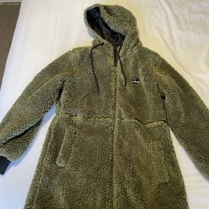 OLIVE Long Hooded Teddy Jacket size small